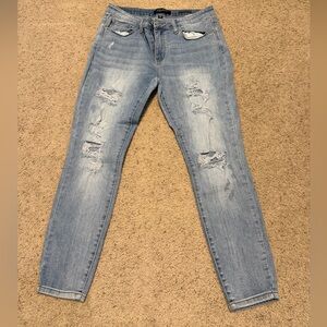 Judy Blue Light Blue Distressed Skinny Jeans